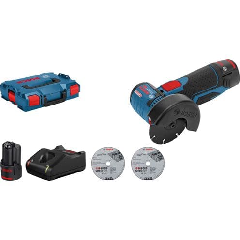Bosch GWS 12V-76, 2x GBA 12V 3.0 Smerigliatrice angolare a batt.