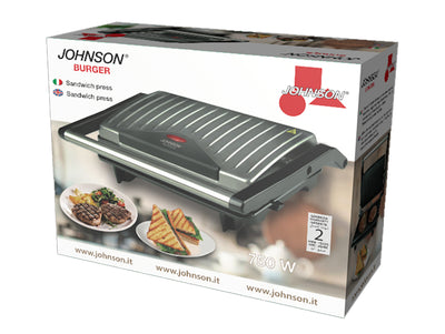 Johnson Burger Sandwich Press 750W Antiaderente Piastre Asportabili Compatto