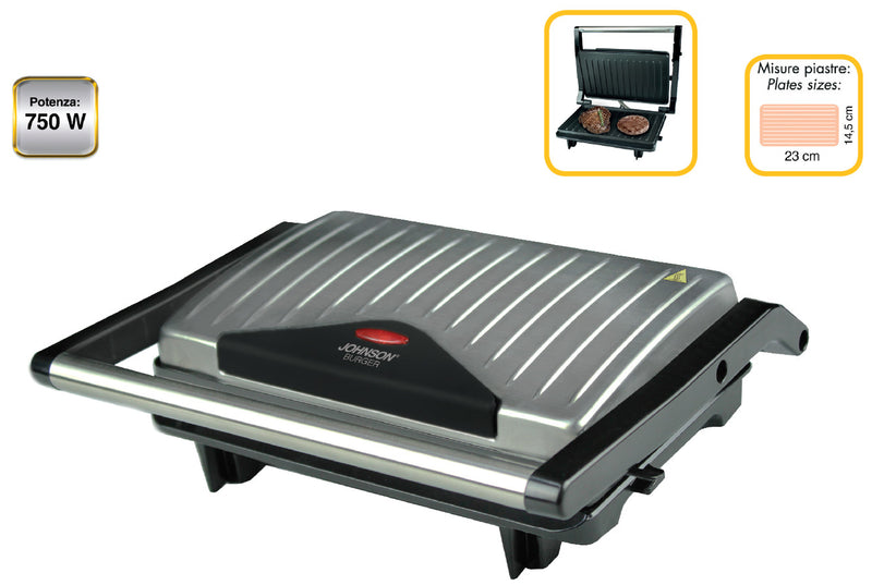 Johnson Burger Sandwich Press 750W Antiaderente Piastre Asportabili Compatto