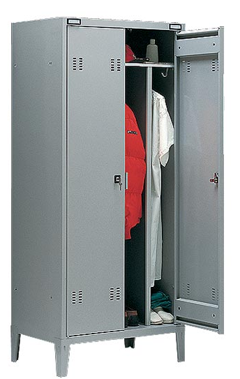 Armadietto spogliatoio con tramezza sporco/pulito a 2 posti monoblocco cm. 80x47x180h