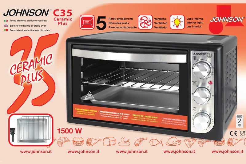 Forno Elettrico Multifunzione C35CeramicPlus 1500W 35L Ventilato Timer 5 Pareti