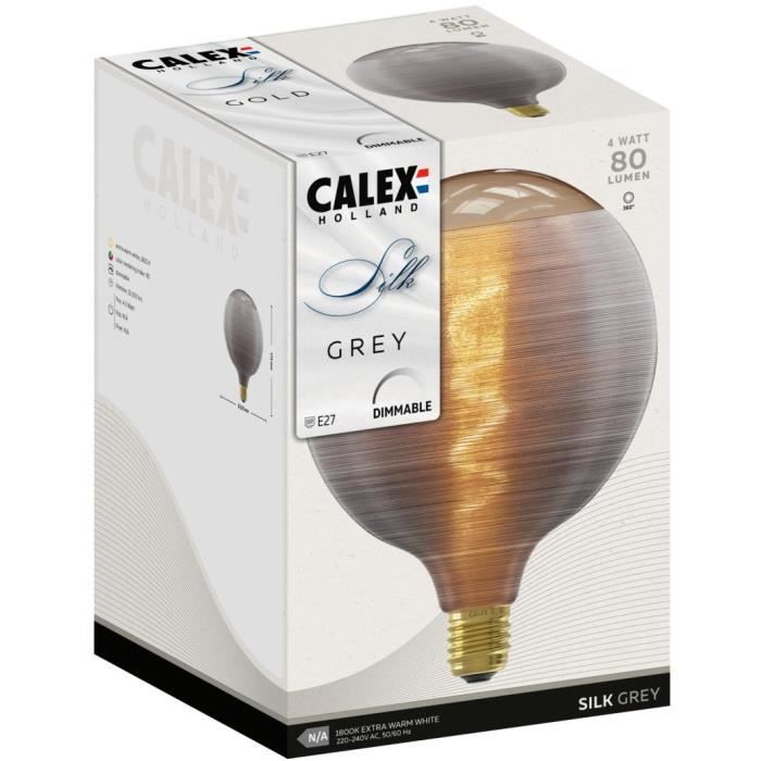 Lampadina LED E27 - CALEX - G125 - Filamento a spirale - 4W - 80 lm - 1800 K - Grigio