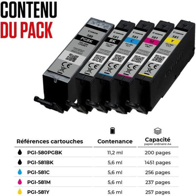 Cartuccia d'inchiostro - Generica - PGI-580/CLI-581 - Confezione da 6 - Multicolore - Compatibile con Canon