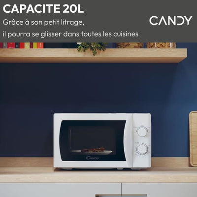 CMW20SMW Microonde Mono CANDY Idea - 20 L - MO: 700 W - UI meccanico - 5 livelli di potenza - Bianco