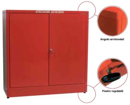 Armadio antincendio per dispositivi di protezione individuale con ante battenti cm. 90x36x92h