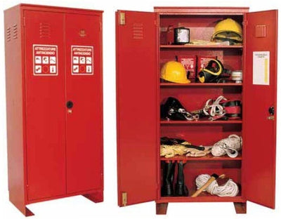 Armadio metallico a piani e ante battenti con lastra frangibile SAFE CRASH per dispositivi di protezione individuale cm. 70x42x160h