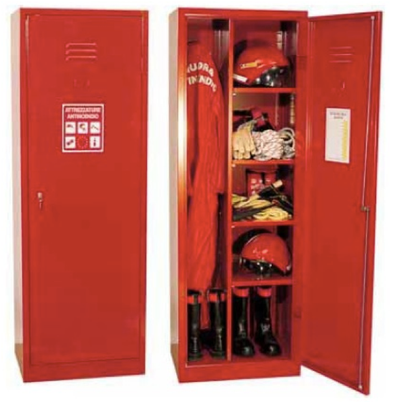 Armadio di metallo verniciato per dispositivi di protezione individuale a ripiani interni e anta battente cm. 61,5x45x180h