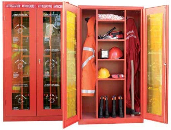 Armadio di sicurezza per dispositivi di protezione individuale con 2 lastre frangibili cm. 100x45x180h