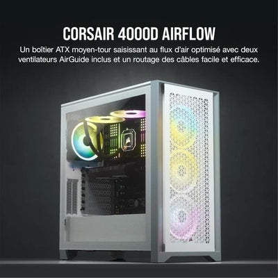 Case per PC CORSAIR 4000D Airflow - Mid-Tower - Vetro temperato - Bianco (CC9011201WW)
