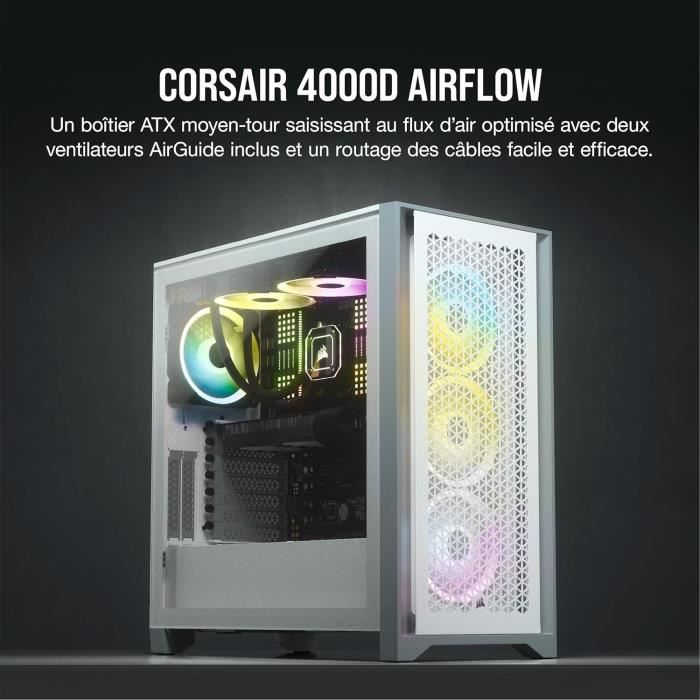 Case per PC CORSAIR 4000D Airflow - Mid-Tower - Vetro temperato - Bianco (CC9011201WW)