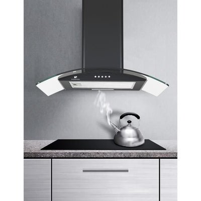 Cappuccio decorativo di Edison Continental - L60 cm - nero e vetro