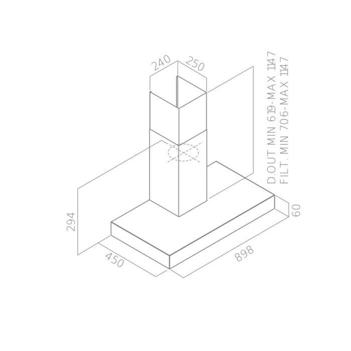 Cappa decorativa in acciaio inox CONTINENTAL EDISON CEHD9058S - 90 cm
