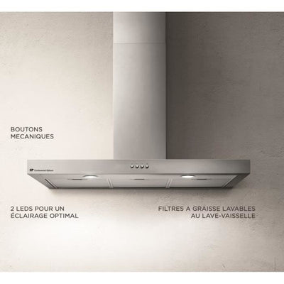 Cappa decorativa in acciaio inox CONTINENTAL EDISON CEHD9058S - 90 cm