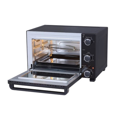 CONTINENTAL EDISON CEMF28B2 - Miniforno elettrico 28L nero - 1500W - Girarrosto, Convezione naturale