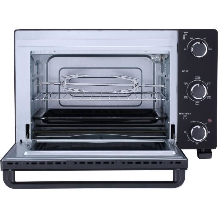 CONTINENTAL EDISON CEMF28B2 - Miniforno elettrico 28L nero - 1500W - Girarrosto, Convezione naturale