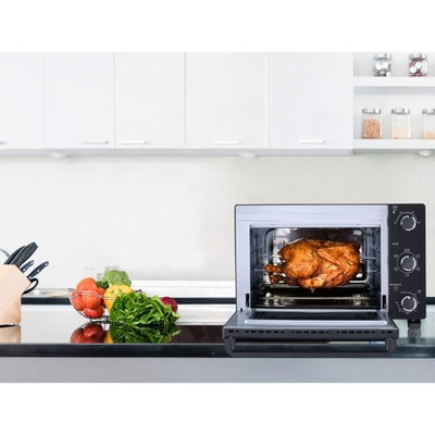 CONTINENTAL EDISON CEMF35B4 - Miniforno elettrico 35L nero - 1500W - Girarrosto, Convezione naturale