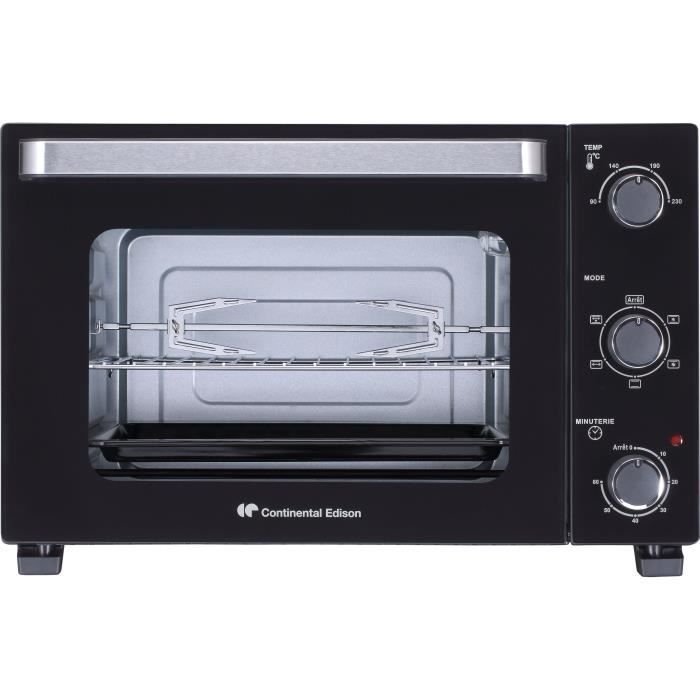CONTINENTAL EDISON CEMF35B4 - Miniforno elettrico 35L nero - 1500W - Girarrosto, Convezione naturale