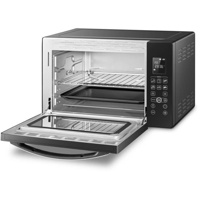 CONTINENTAL EDISON CEMF38DIG - Miniforno elettrico 38L nero - 1600W - Girarrosto, Convezione naturale
