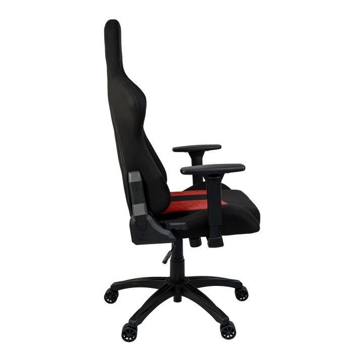 CORSAIR - Sedia da ufficio - Poltrona da gaming - TC100 RELAXED - Tessuto - Ergonomica - Braccioli regolabili - Nero/Rosso (CF-9900014-WW)