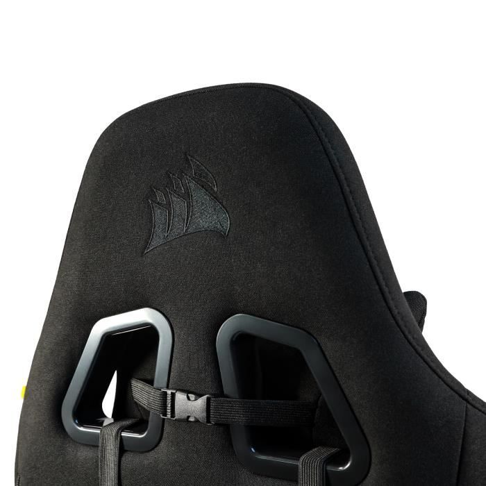 CORSAIR - Sedia da ufficio - Poltrona da gaming - TC100 RELAXED - Tessuto - Ergonomica - Braccioli regolabili - Nero/Rosso (CF-9900014-WW)