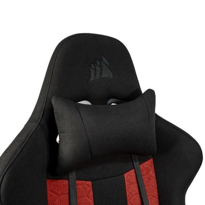 CORSAIR - Sedia da ufficio - Poltrona da gaming - TC100 RELAXED - Tessuto - Ergonomica - Braccioli regolabili - Nero/Rosso (CF-9900014-WW)