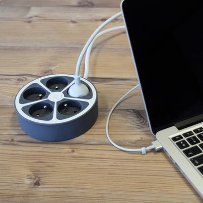 Chacon Multiprise Bureau 16A.250V-Max 3680W 5x16A Cavo 1,5 m di colore grigio