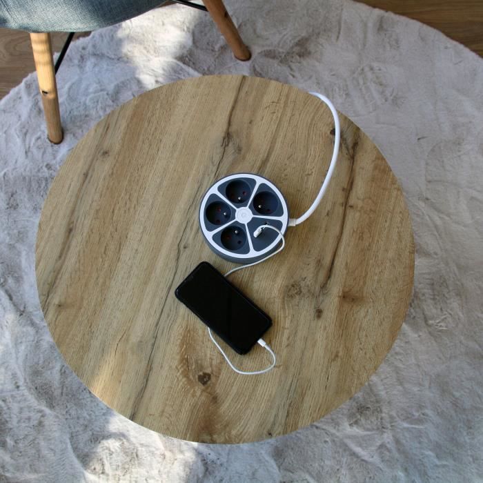 Chacon Multiprise Bureau 16A.250V-Max 3680W 4x16A+2USBA Cavo 1,5 m- grigio-likerrupter