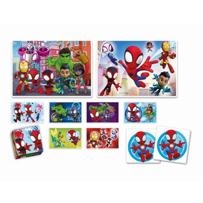 Clementoni - Edukit - Cofanetto Spidey 4 in 1 - Un puzzle da 30 e 48 pezzi, un promemoria e sei cubi - Dai 4 anni in su