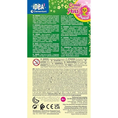 Clementoni - Crea le tue penne - Mini laboratorio penne - Tema tropicale - 3 da creare - Dai 6 anni in su
