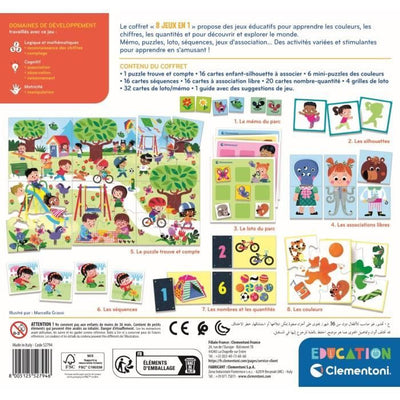 Clementoni - Scatola da 8 giochi in 1 - Giochi educativi forme, colori, numeri, quantità - Dai 3 anni in su