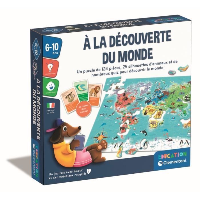 Clementoni - Puzzle per scoprire il mondo - Con attività, sfide, lotteria e gioco di ricerca - Dai 6 anni in su