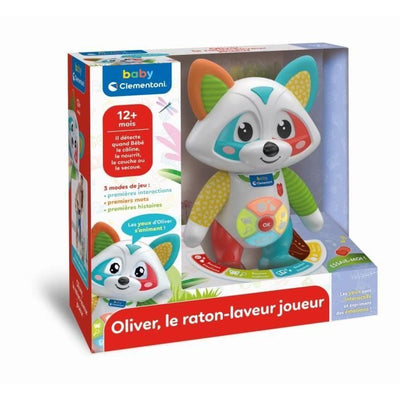 Baby Clementoni - Oliver, il procione giocoso - Gioco interattivo - 4 modalità di gioco: Emozioni, Pasti, Storia ed Esplorazione.
