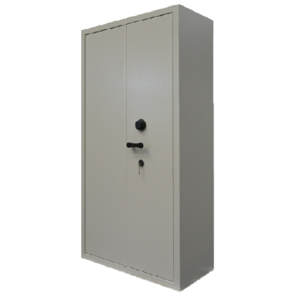Armadio blindato certificato a 2 ante battenti grigio cm. 100x50x195h con serratura certificata EN 1300 Classe A