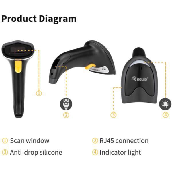 BARCODE USB 1D LASER SCANNER CON STAND