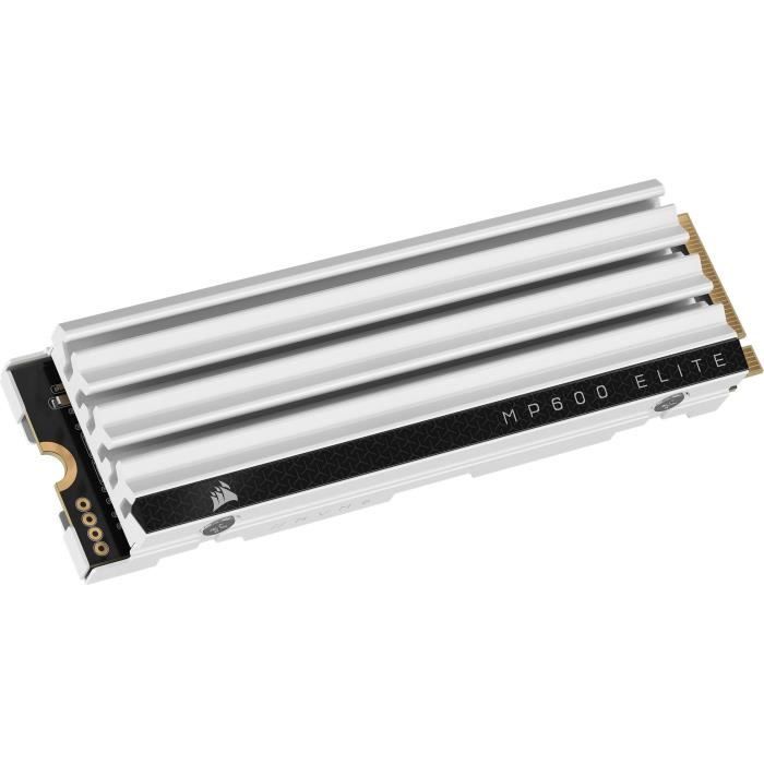 Unità SSD interna - CORSAIR - MP600 ELITE 1TB Gen4 PCIe x4 NVMe M.2 SSD ottimizzata per PS5 con dissipatore di calore LP - Bianco