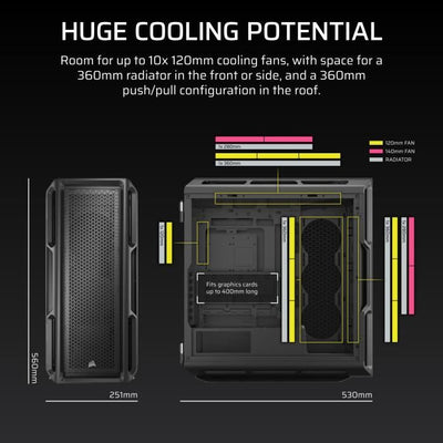 Case per PC - CORSAIR - Serie 5000T - Mid-Tower - Nero
