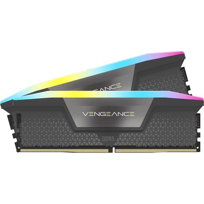 Memoria RAM - CORSAIR - Vengeance RGB DDR5 RAM 32 GB (2x16 GB) 5600 MHz CL40 AMD Expo iCUE compatibile - Grigio (CMH32GX5M2B5600Z40)