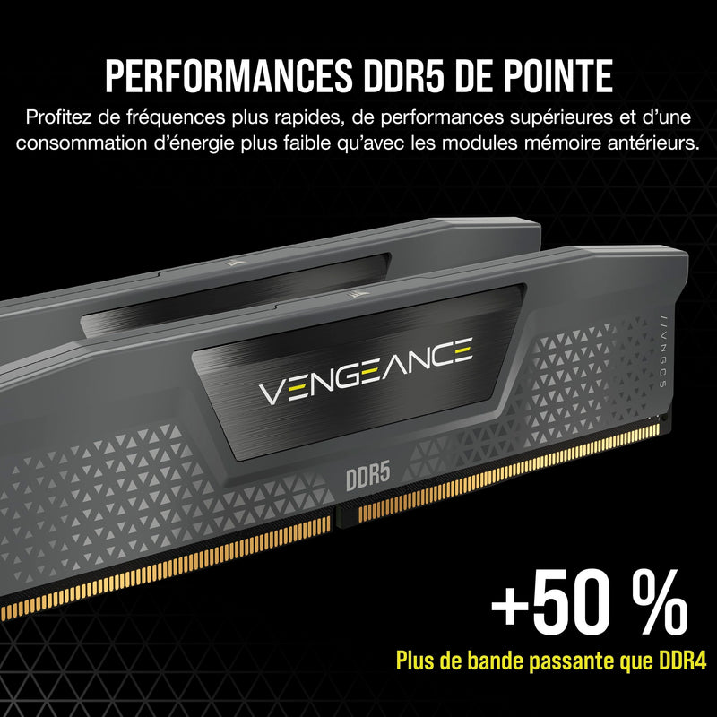 Memoria RAM - CORSAIR - CMK32GX5M2B6400Z36 - 32 GB 2x 16 GB - VENGEANCE DDR5 Gray Heatspreader 6400MT/s - DIMM - CL 36