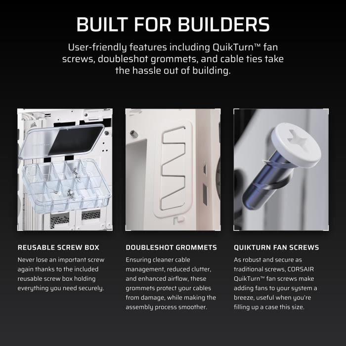 Case PC ATX - CORSAIR - 5000T LX RGB - 3 ventole LX120 RGB - Illuminazione Aurora RGB - Bianco