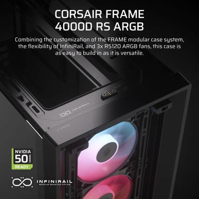 Case per PC - CORSAIR - FRAME 4000D RS ARGB Series - Mid-Tower - 3 ventole ARGB - Nero