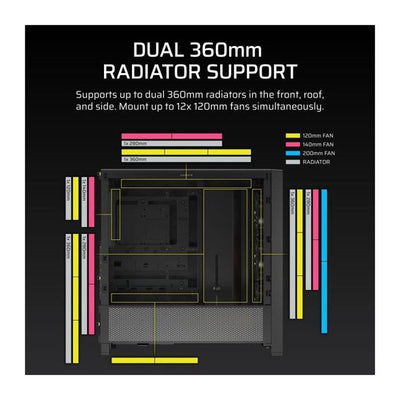 Case per PC - CORSAIR - FRAME 4000D RS ARGB Series - Mid-Tower - 3 ventole ARGB - Nero