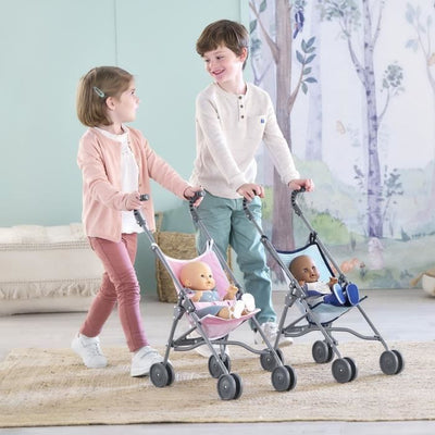 Accessorio bebè - COROLLE - Passeggino in canna rosa per bambino da 30, 36 e 42 cm - Dai 3 anni in su