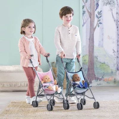 Accessorio bebè - COROLLE - Passeggino in canna rosa per bambino da 30, 36 e 42 cm - Dai 3 anni in su