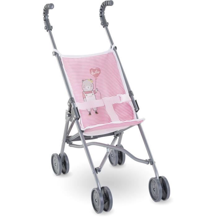 Accessorio bebè - COROLLE - Passeggino in canna rosa per bambino da 30, 36 e 42 cm - Dai 3 anni in su