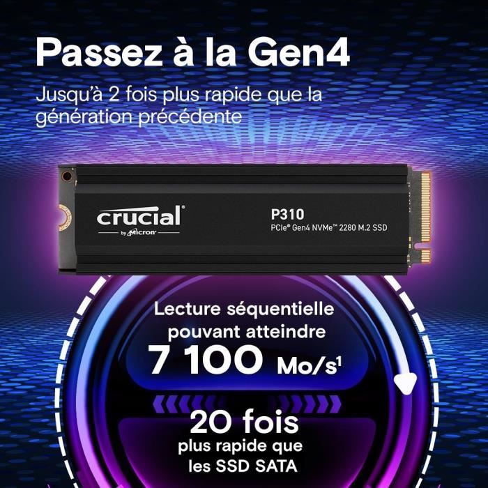 CRUCIAL - P310 - SSD interno - 1 TB - Gen4 - NVMe M.2 - Fino a 7100 MB/s