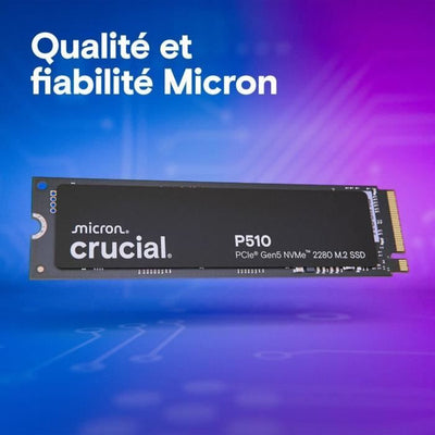 CRUCIAL - P510 - SSD interno - 1 TB - PCIe Gen4 NVMe M.2 - Velocità di lettura fino a 11000 MB/s - CT1000P510SSD8