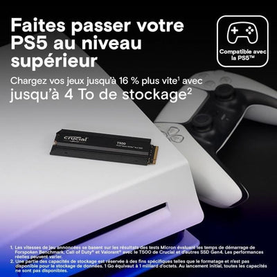 CRUCIAL - CT2000T500SSD5 - SSD interno - 2TB - M.2 - DISSIPATORE DI CALORE