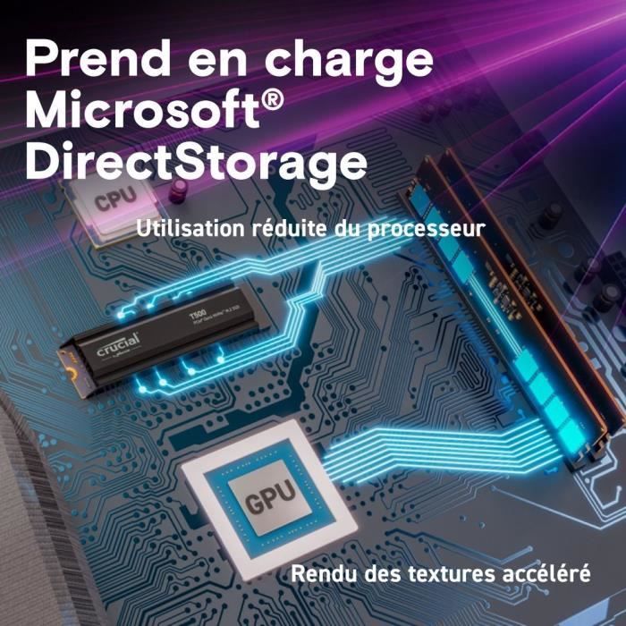 CRUCIAL - CT2000T500SSD5 - SSD interno - 2TB - M.2 - DISSIPATORE DI CALORE