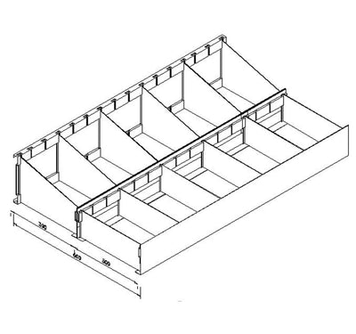 Cassettiera doppia zincata a 10 scomparti cm. 100x60
