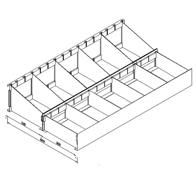 Cassettiera doppia zincata a 10 scomparti cm. 100x60